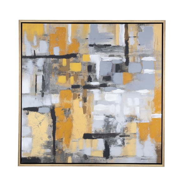 40" x 40" Abstract Framed Wall Art with Gold Frame, by DecMode