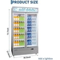 thumbnail image 6 of 34.8 Cu.ft Commercial Beverage Fridge, Double Glass Door Display Refrigerator with Adjustable Shelves, Customizable LED Lightbox & Frost-Free System, Beverage Cooler for Restaurant Bar Store, Silver, 6 of 8