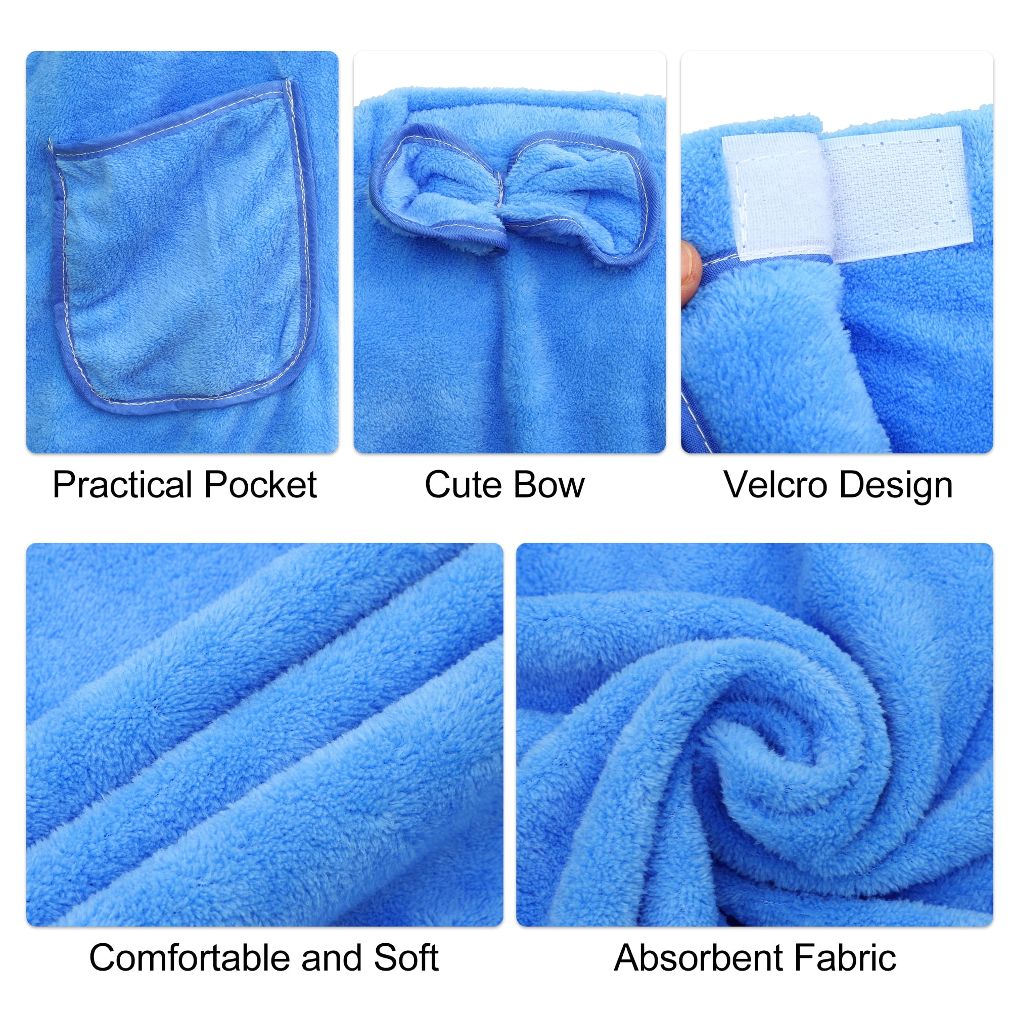 Unique Bargains Bath Wrap Towel for Women Adjustable Closure Shower Wrap with Pocket Blue