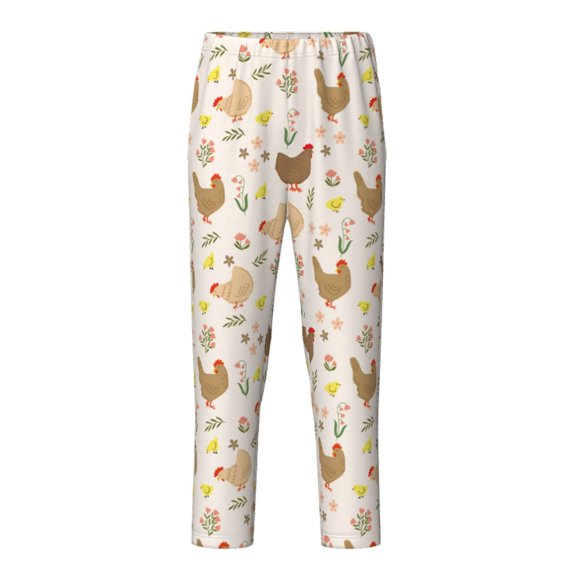 Xecao Chicken Family Print Teenagers' Pajama Pants Long Sleep Pants Soft Elastic Waist Pajama Bottoms Elastic waist with 2 Pockets 5-16 Years-XS(5-6)