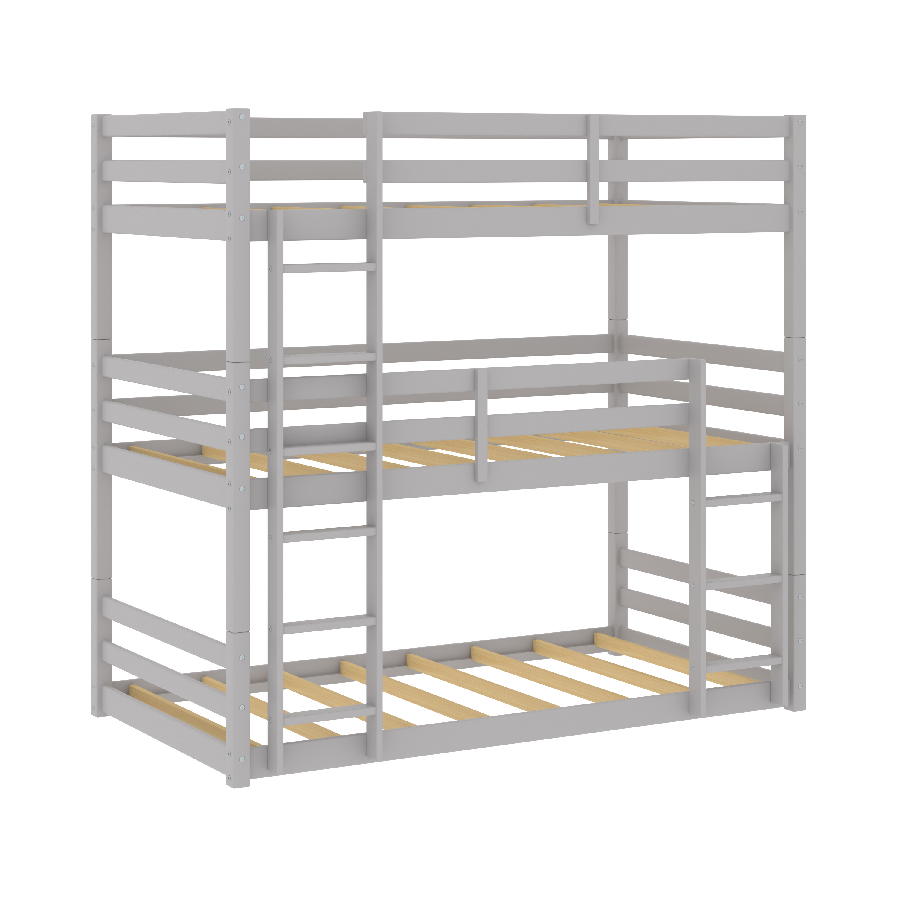 Campbell Wood Triple Twin Bunk Bed, Gray, by Hillsdale Living Essentials