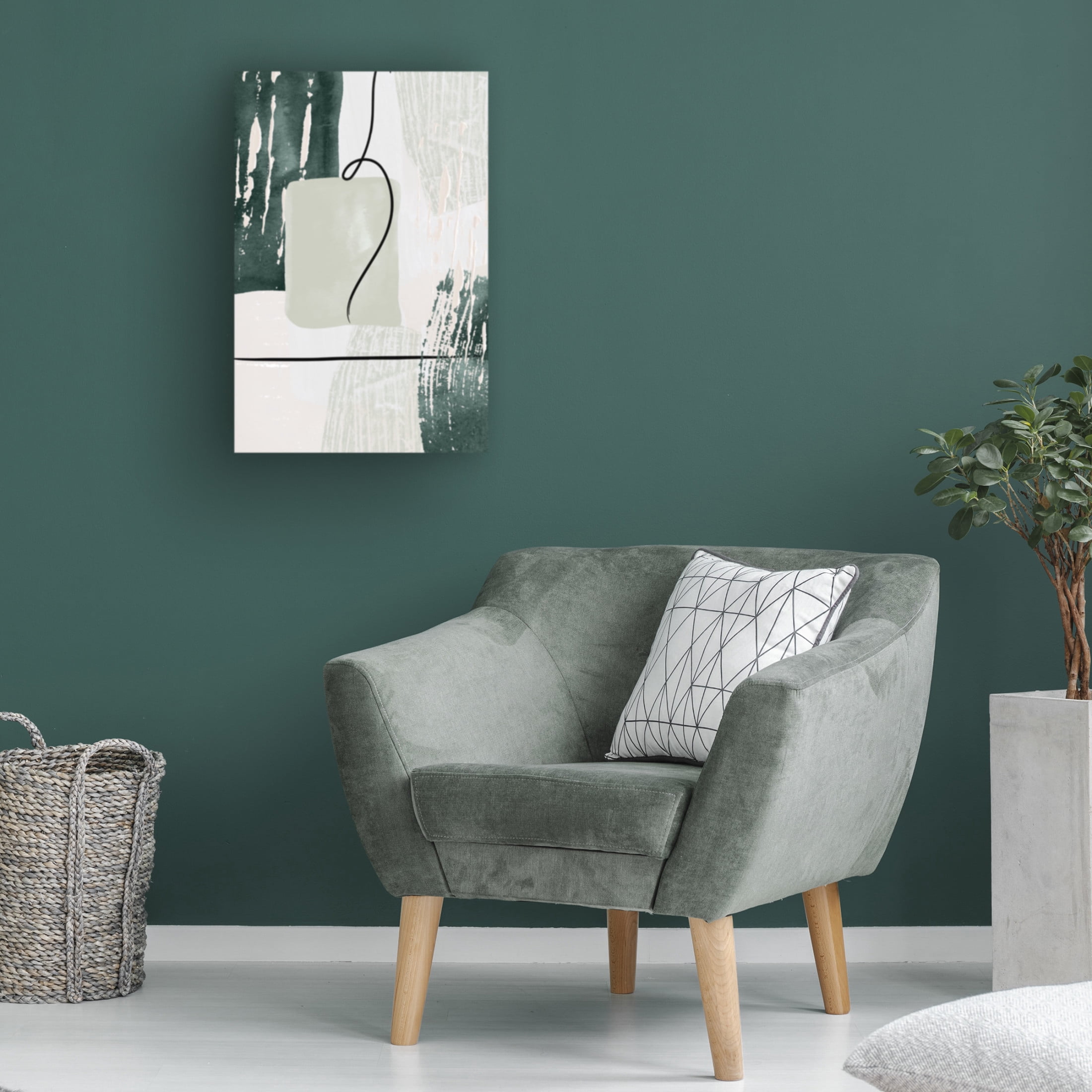Trademark Fine Art Sally Ann Moss Abstract Shapes in Green 3 Canvas Wall Art