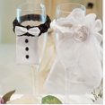 thumbnail image 4 of Coofit 2 Pairs Bride and Groom Cup Covers Creative Wine Glass Decoration for Wedding, 4 of 10