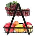 2-Tier Countertop Fruit Basket Storage, Vegetable Rack Bread Display Stand For Kitchen, Black Knock To Buyonline Shop Bangladesh