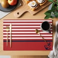 thumbnail image 2 of Nautical Anchor Placemats Set of 8, Red White Geometric Horizontal Stripes Placemats for Dining Table, Place Mats for Kitchen Tabletop, Waterproof Wipeable Dining Table Mats Set, 2 of 9