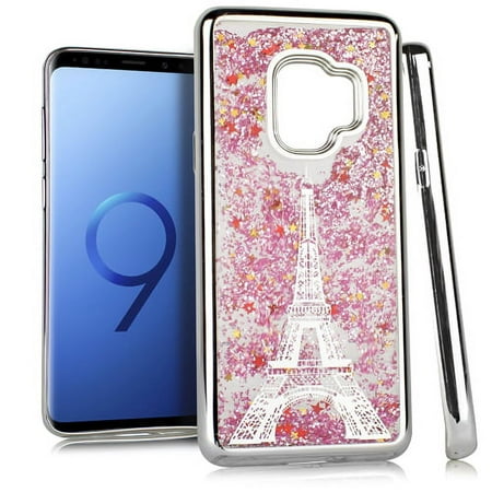 GSA Liquid Glitter Image Paris Eiffel Tower for Samsung S9 - Silver