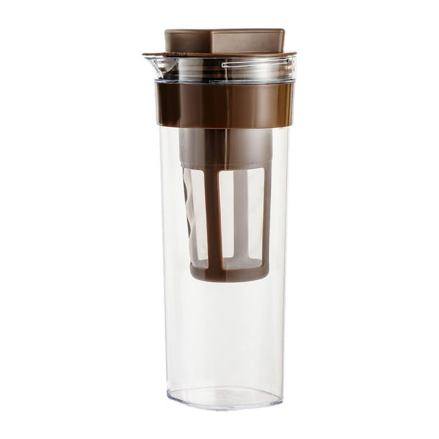 Cafetera de café frío, taza de extracción para refrigerador, utensilios de cocina lavables, colador de yogur griego, taza de café helado para picnics Marrón