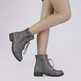 thumbnail image 3 of Dream Pairs Women's Fashion Winter Riding Boots Lace Up Ankle Bootie PEAKK GREY Size 8.5, 3 of 7