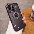 thumbnail image 1 of Funda de teléfono transparente galvanizada de lujo para iPhone 11, 12, 13, 14 Pro Max Plus, funda de diamantes de imitación suave con purpurina hueca Fivean unisex, 1 of 2