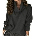 thumbnail image 1 of Suéteres de Punto Grueso Oversize para Mujer, con Cuello Alto, Larga y Corte Holgado, Ideales para el Invierno Negro S, 1 of 8