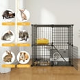 thumbnail image 3 of Uforic 2-Tier Cat Cage,Indoor Pet Cage,DIY Pet Playpen Metal Kennel for 1-2 Cats, Ferrets, Chinchillas, Kittens,Travel and Camping,28"L x 28"W x 28"H,Black, 3 of 5
