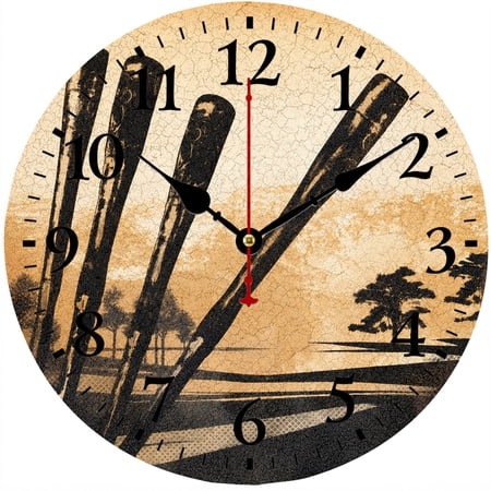 Asian Zen Landscape Wall Clock 9 . 84 Inch, Vintage Bamboo Forest Decorative Round Analog Clock