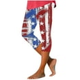 thumbnail image 2 of Sakmal 4Th of July Capris for Women Blue Slim Leg Oversized 7/8th Mid Rise American Flag Elastic Waist Capris, 2 of 5