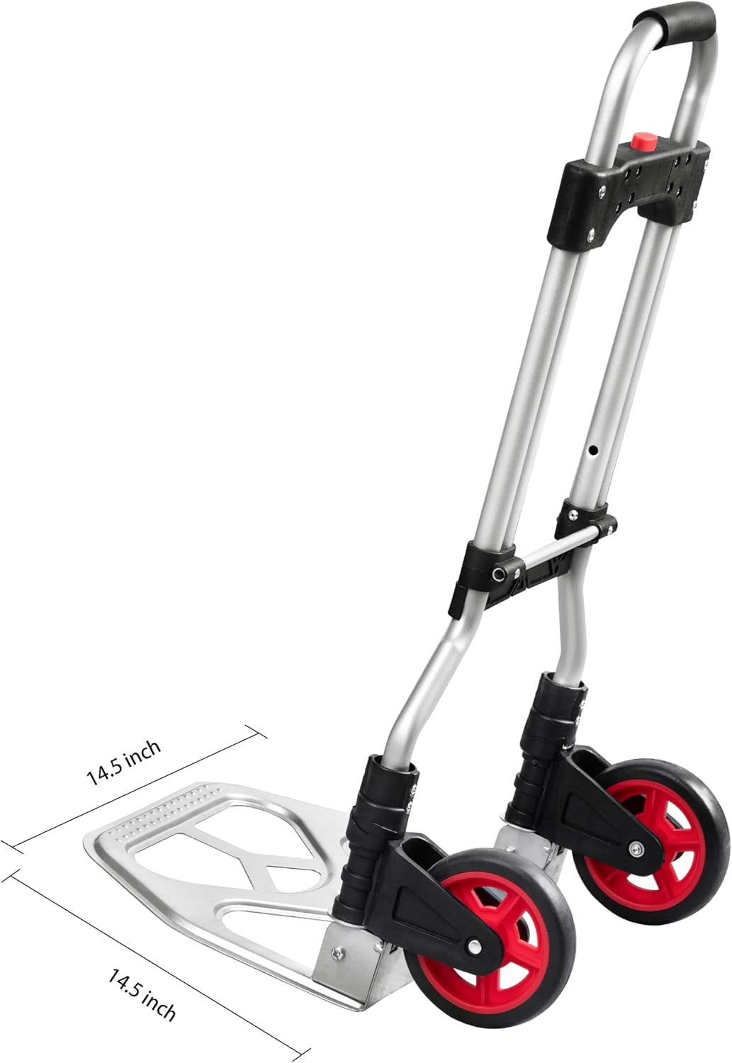 Dolly Cart Folding Hand Truck and Dolly,Steel Portable Cart with Telescoping Handle and Nylon+Rubber Wheels 180 lbs Capacity