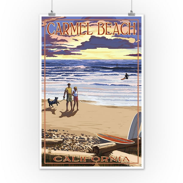 Carmel Beach, California - Sunset Beach Scene - Lantern Press Artwork ...