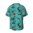 thumbnail image 2 of Vsdgher Hawaii Palms Print Men's Wrinkle Free Untucked Cuban Shirt Business Casual Button Down Shirts Short Sleeve Shirt, 2 of 7