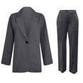 thumbnail image 5 of Dezsed Women's 2 Piece Outfit Casual Solid Open Front Blazer and Straight-Leg Pant Suits Set Business Office Lady Suits Sets Dark Gray XXXL, 5 of 5