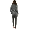 thumbnail image 2 of ToBeInStyle Women's Velour Tracksuit Zip-Up Hooded Jacket and Matching Pants, 2 of 7