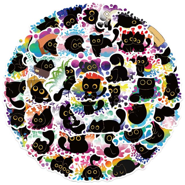 50Counts Kitten Sticker Water Resistant Aesthetic Sticker for Scrapbook Journal Phone Guitar Laptop Kid Reward Sticker