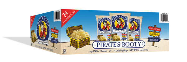 Pirate's Booty Baked Puffs, Aged White Cheddar, 0.5 Oz, 24 Count