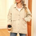 thumbnail image 5 of Women'S Jean Jacket Oversized Boyfriend Button Up Long Sleeve Split Denim Jackets Khaki S, 5 of 9