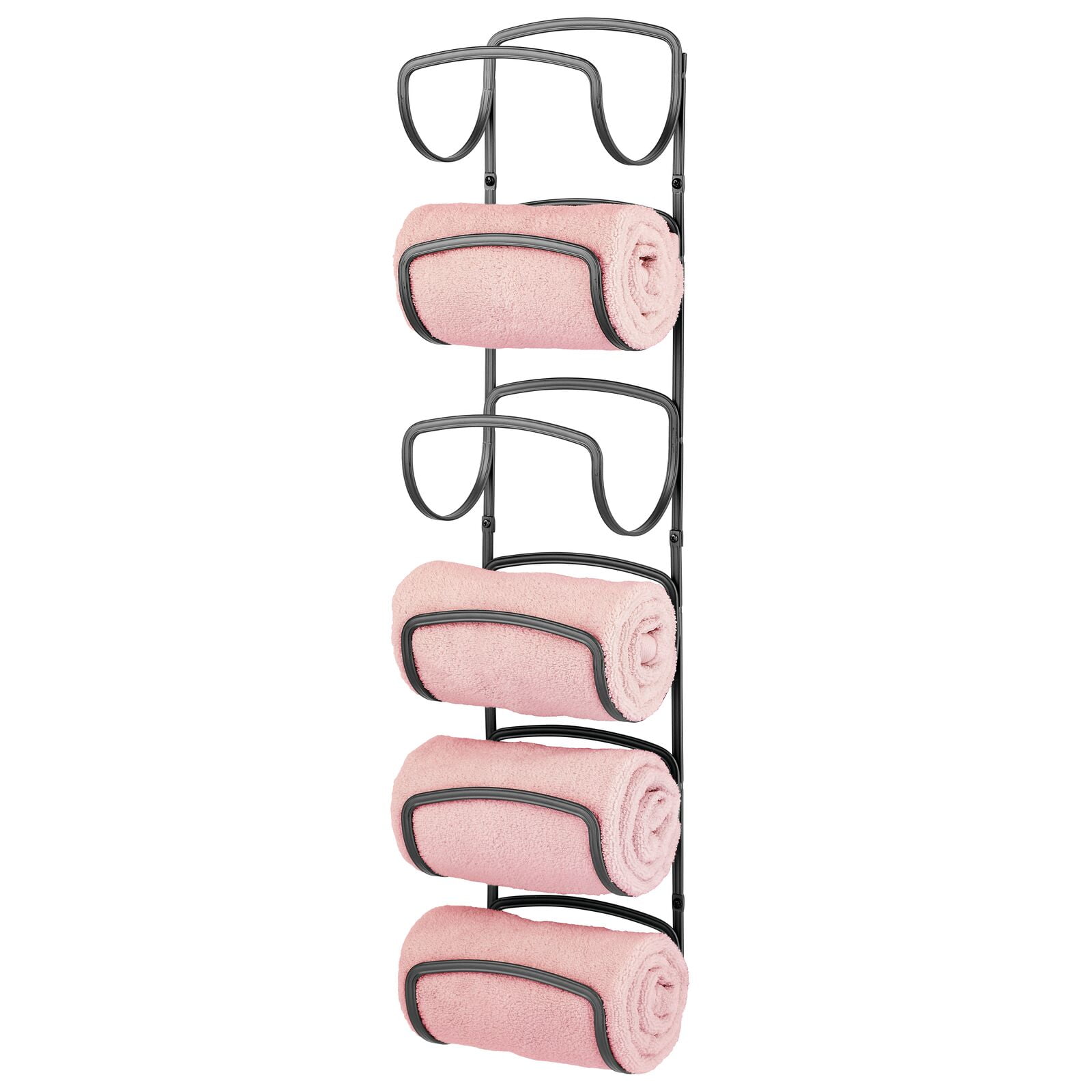 mDesign Steel Towel Holder for Bathroom Wall Wall Mounted Organizer