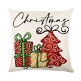 thumbnail image 4 of CHAO Juego de 4 fundas de almohada navideñas, Caja roja, decoración de jardín, Fundas de almohada Feliz Navidad en algodón y lino, 45 x 45 cm, 4 of 5