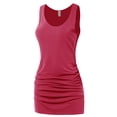 thumbnail image 2 of A2Y Women's Fitted Premium Fabric Side Ruched Sleeveless Top Hot Pink 2X, 2 of 5