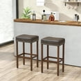 thumbnail image 4 of Coastway 29.5" Wood Frame PU Leather Upholstered Bar Stools Set of 2 with Footrests Grey, 4 of 7