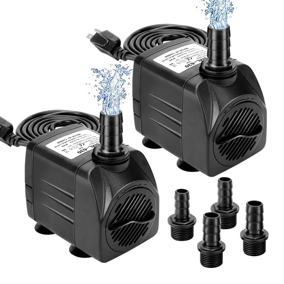 GROWNEER Bomba Sumergible 2 Paquetes 550GPH 30W Ultra Silenciosa para Fuente, 2000L/H, Elevación Máxima 2.2m, 3 Boquillas para Acuario, Pecera, Estanque, Hidroponía, Estatuas