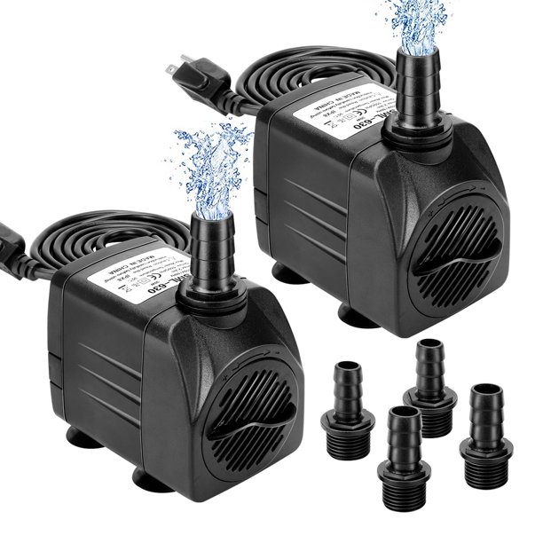 GROWNEER Bomba Sumergible 2 Paquetes 550GPH 30W Ultra Silenciosa para Fuente, 2000L/H, Elevación Máxima 2.2m, 3 Boquillas para Acuario, Pecera, Estanque, Hidroponía, Estatuas