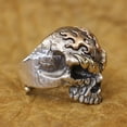 thumbnail image 6 of Brass Eyebrow Copper Fire 925 Sterling Silver Skull Ring Adjust TA427 US Size 8, 6 of 16