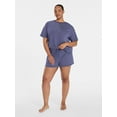 thumbnail image 2 of Joyspun Women's Short Sleeve Top and Shorts Pajama Set, 2-Piece, Sizes XS-3X, 2 of 7