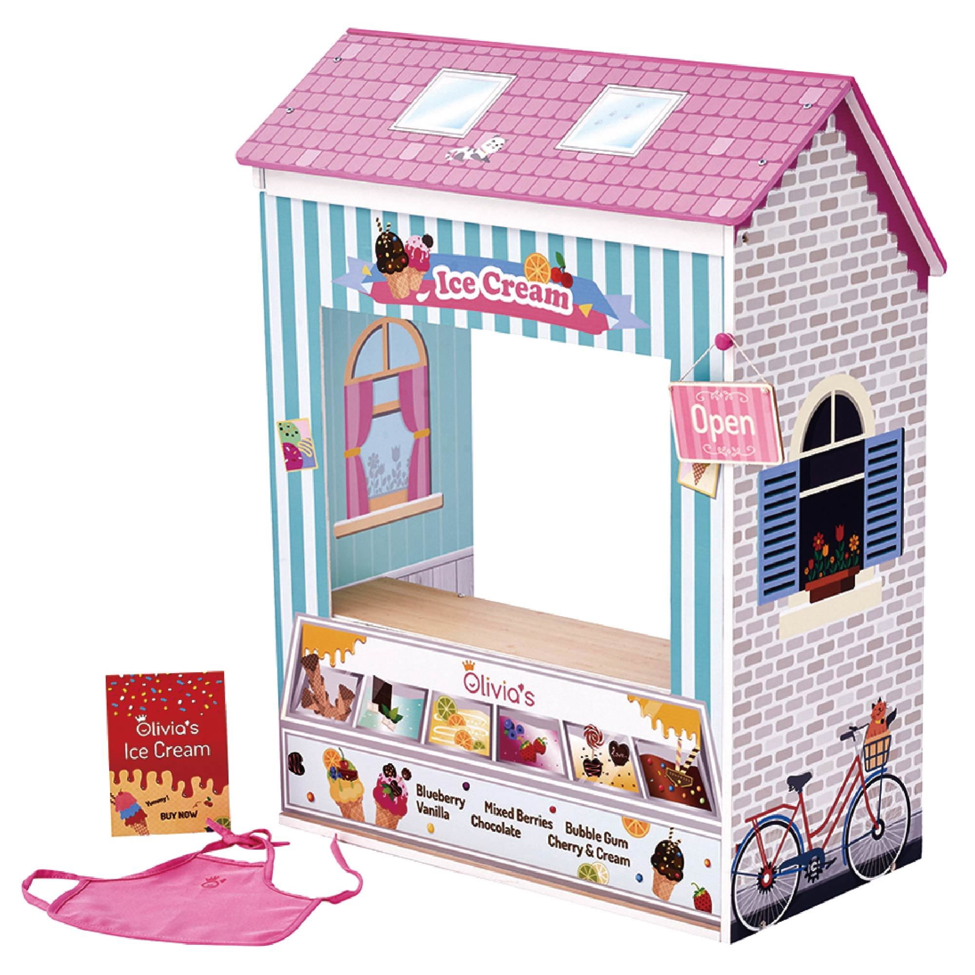 Olivia’s Little World Convertible 4-in-1 Wooden Dollhouse Play Set for 18" Dolls with Interchangeable Scenes & Accessories