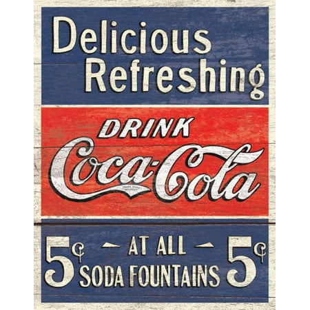 25 Cents Tin Sign - COKE - Delicious 5 Cents Tin Sign - 12x16