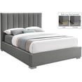 thumbnail image 2 of Meridian Furniture Pierce Grey Linen Textured Fabric Queen Bed, 2 of 18