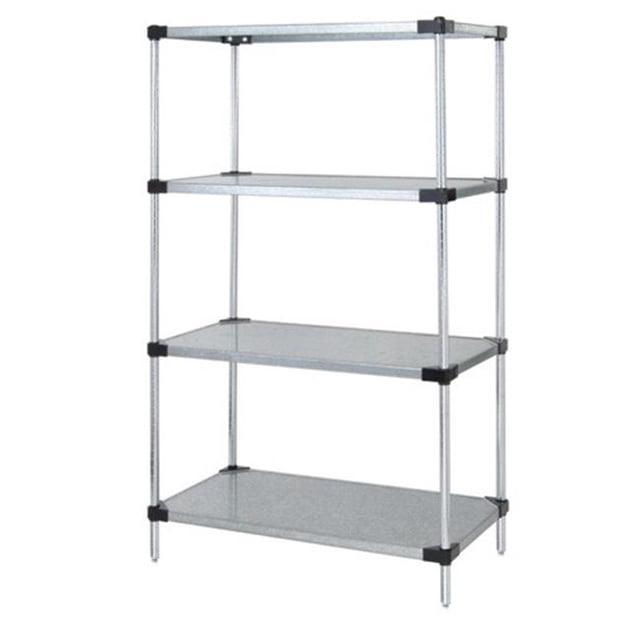 Unité d'Étagères Pleines en Acier Galvanisé à 4 Tablettes, 14 x 48 x 63 Po