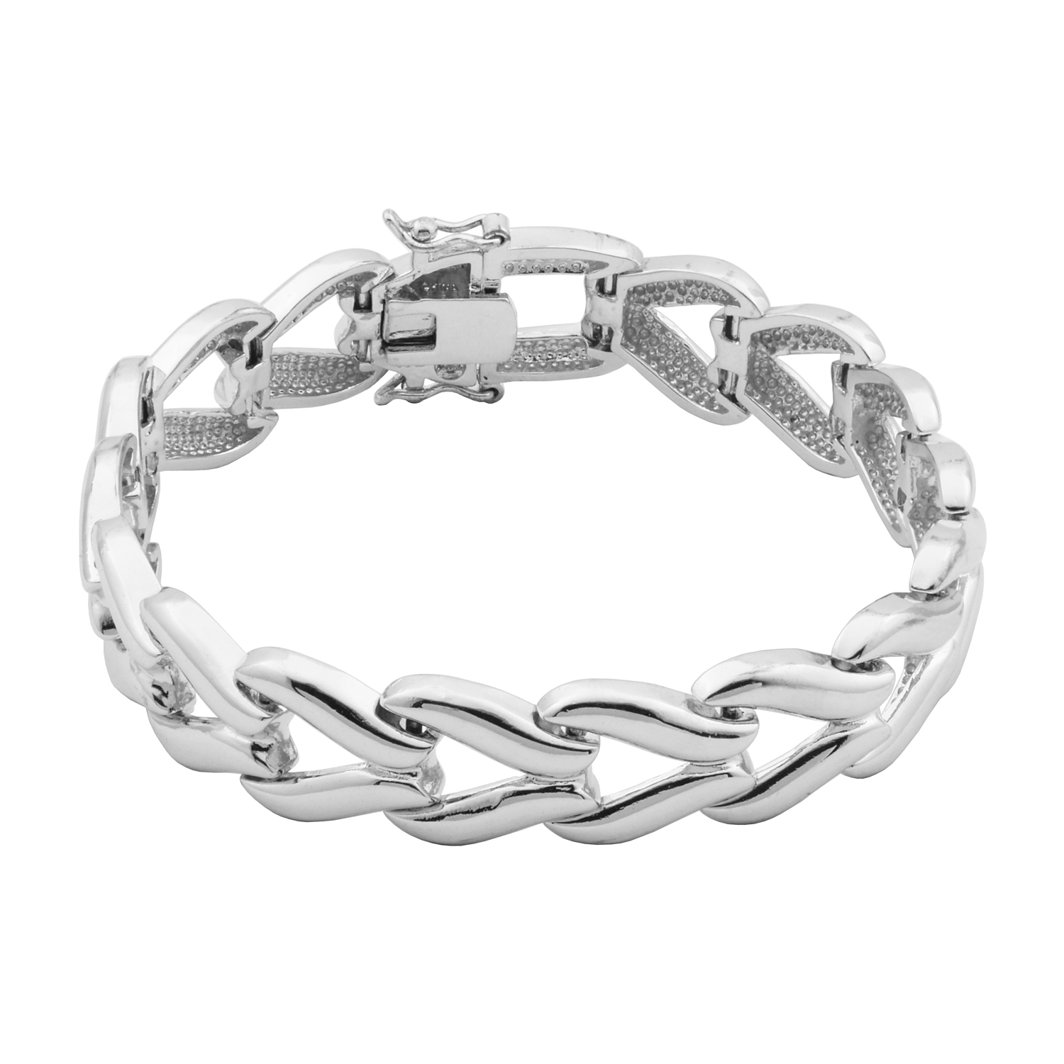 Forever Facets Rhodium Plated Bronze Chain Link Bracelet, Adults, Female