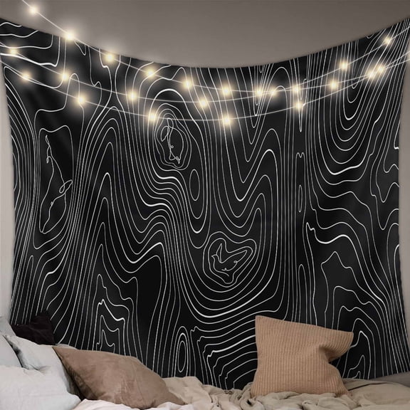 Black Abstract, Large Tapestry for Bedroom Wall Hanging Tapestry, Modern Geometric Minimalist Stripes Ceiling Backdrop Tapestries Poster Blanket Wall Decor for Teens Room Living Room Dorm 85" x 90"