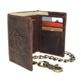 thumbnail image 3 of MARSHAL RFID Trifold Biker Wallet for Men  Vintage Genuine Leather Chain Wallet with Charging Bull Embossed Design and Snap Closure Brown, 3 of 9