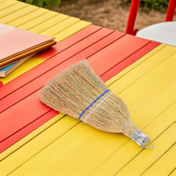 OUNONA Heavy Duty Outdoor Straw Whisk Broom with Ergonomic Handle for Patio Driveway Cleaning