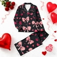 thumbnail image 2 of CLOISE Women Pajama Sets Long Sleeves and Long Pants Valentines Pjs Sets Button down Shirts Heart Lounge Set 2 Piece Sleepwear Red, 2 of 6