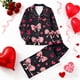 thumbnail image 1 of RKSTN Women's Valentines Pajama Sets Plus Size Notch Collar Button Down Valentine's Day Print T Shirt Top and Pjs Pant 2 Piece Matching Set Casual Lapel Sleepwear Shirt Pjs Loungewear Two Piece Set, 1 of 6