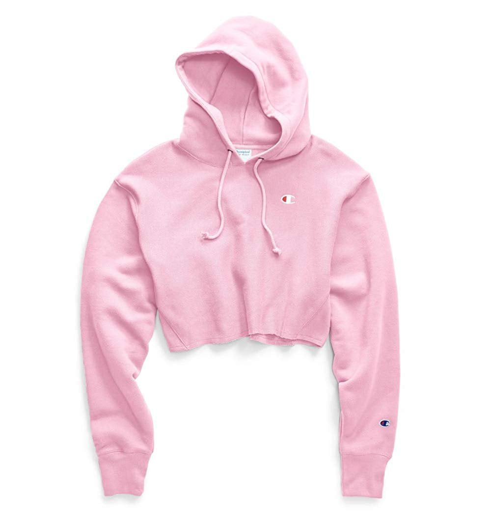 light pink cropped champion hoodie