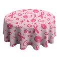 thumbnail image 4 of Pink Breast Cancer and Pioneer Flower Love Round Tablecloth 60"x60",Wrinkle Wipeable Table Cloth for Kitchen Dining Room Picnic Patio Party, 4 of 6