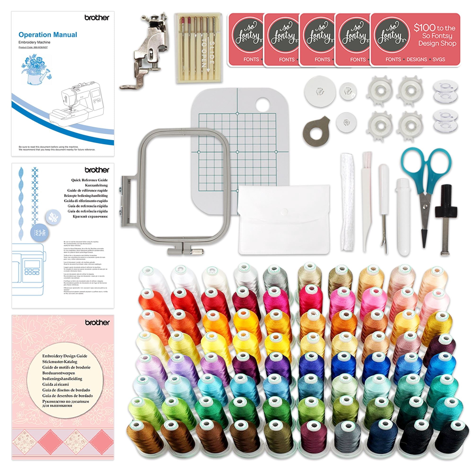 Brother PE545 Embroidery Machine with Deluxe 80 Embroidery Spool Bundle