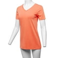 thumbnail image 5 of A2Y Women's Basic Solid Premium Cotton Short Sleeve V-neck T Shirt Tee Tops Deep Coral M, 5 of 6