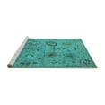 thumbnail image 2 of Ahgly Company Machine Washable Indoor Rectangle Oriental Turquoise Blue Industrial Area Rugs, 7' x 10', 2 of 4