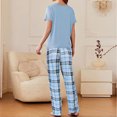 thumbnail image 3 of Tnhcen Women's 2 Piece Pajama Set Solid color Crewneck Short Sleeve Top and Plaid Print Pants Set Home Clothes S-2XL, 3 of 8