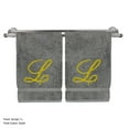 thumbnail image 2 of Monogrammed Hand Towel, Personalized Gift, 16 x 30 Inches - Set of 2 - Gold Embroidered Towel - Extra Absorbent 100% Turkish Cotton - Soft Terry Finish - for Bathroom, Kitchen and Spa - Script L Gray, 2 of 2